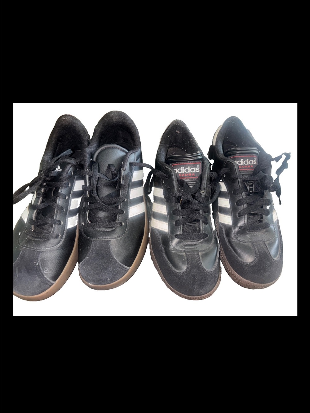 adidas Samba & VL court 3.0 Black Sneakers with White Three Stripes sz 38.5 sz 6